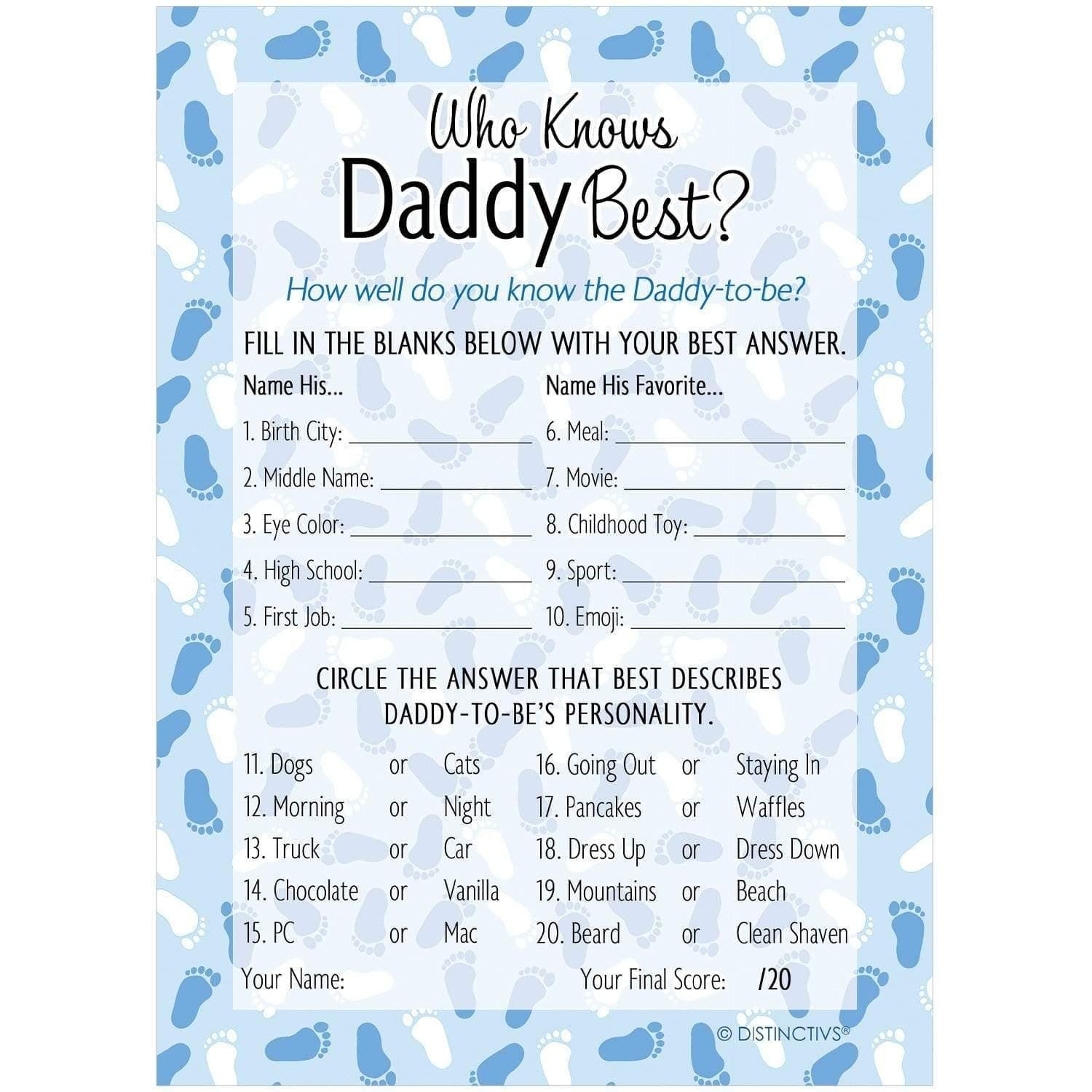 Find Out Who Knows Daddy Best With This Boy Baby Shower Game Great For