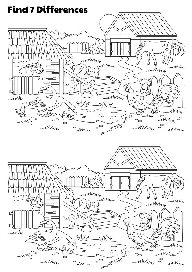 Find The Difference Between Two Pictures Printable For Adults Find 