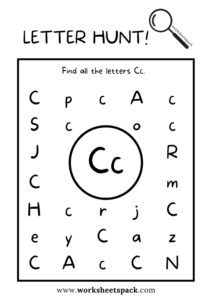 Find The Letter C Worksheet Alphabet C Hunt Activity Free Printable