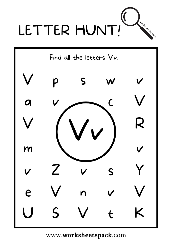 Find The Letter V Worksheet Alphabet V Hunt Activity Free Printable 