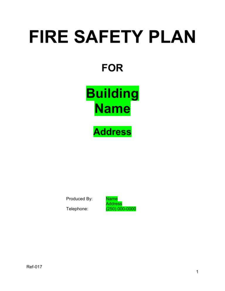 fire prevention plan template