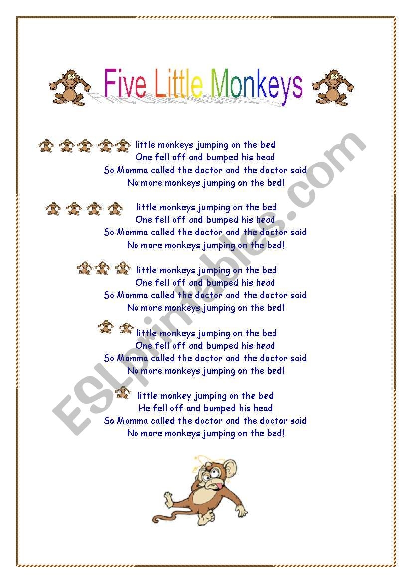 Five Little Monkeys Printable