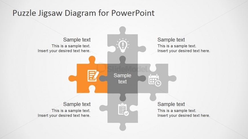 Five Steps Jigsaw Puzzle PowerPoint Template SlideModel
