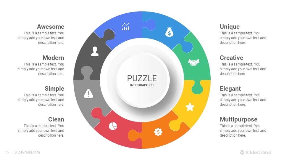 Flat Circle Puzzle Infographics PowerPoint Template Designs SlideGrand