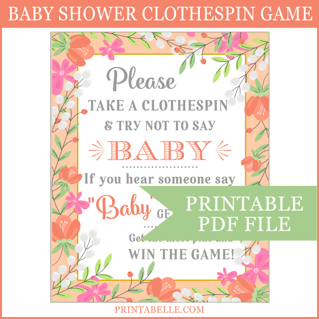 free printable baby shower clothespin game