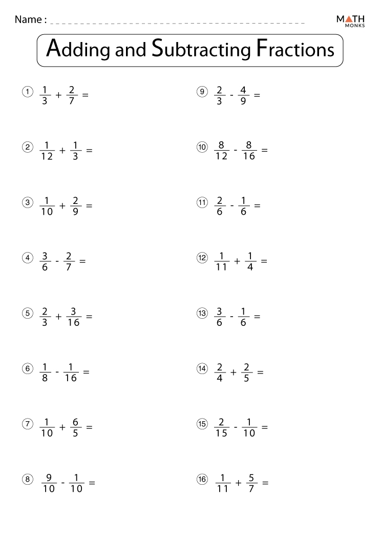 Fractions Adding Worksheet Denominators Like Worksheets Math Pdf 