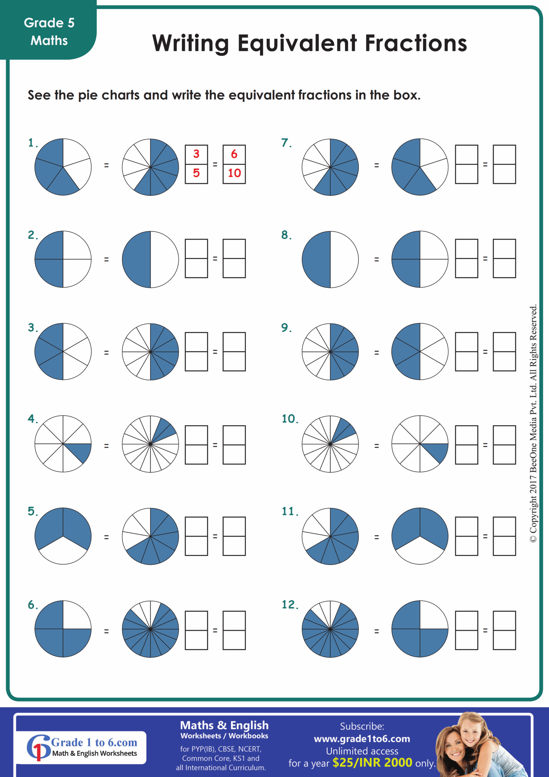 math worksheets with fractions