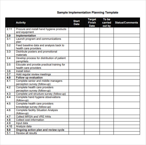 sample project implementation plan template