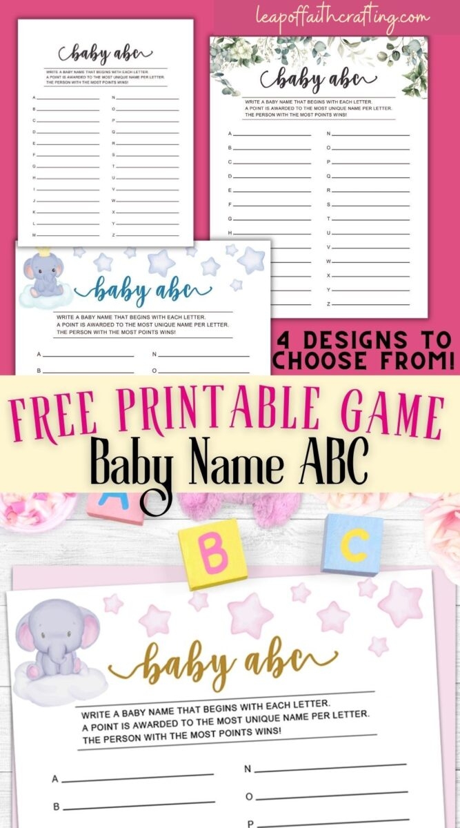 FREE Baby Name Game Printable 4 Different Design Options Leap Of