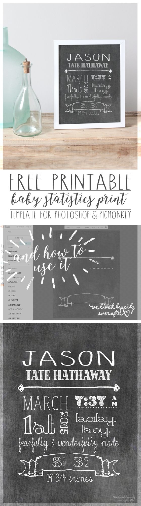 Free Baby Statistics Printable Template for Picmonkey Photoshop We