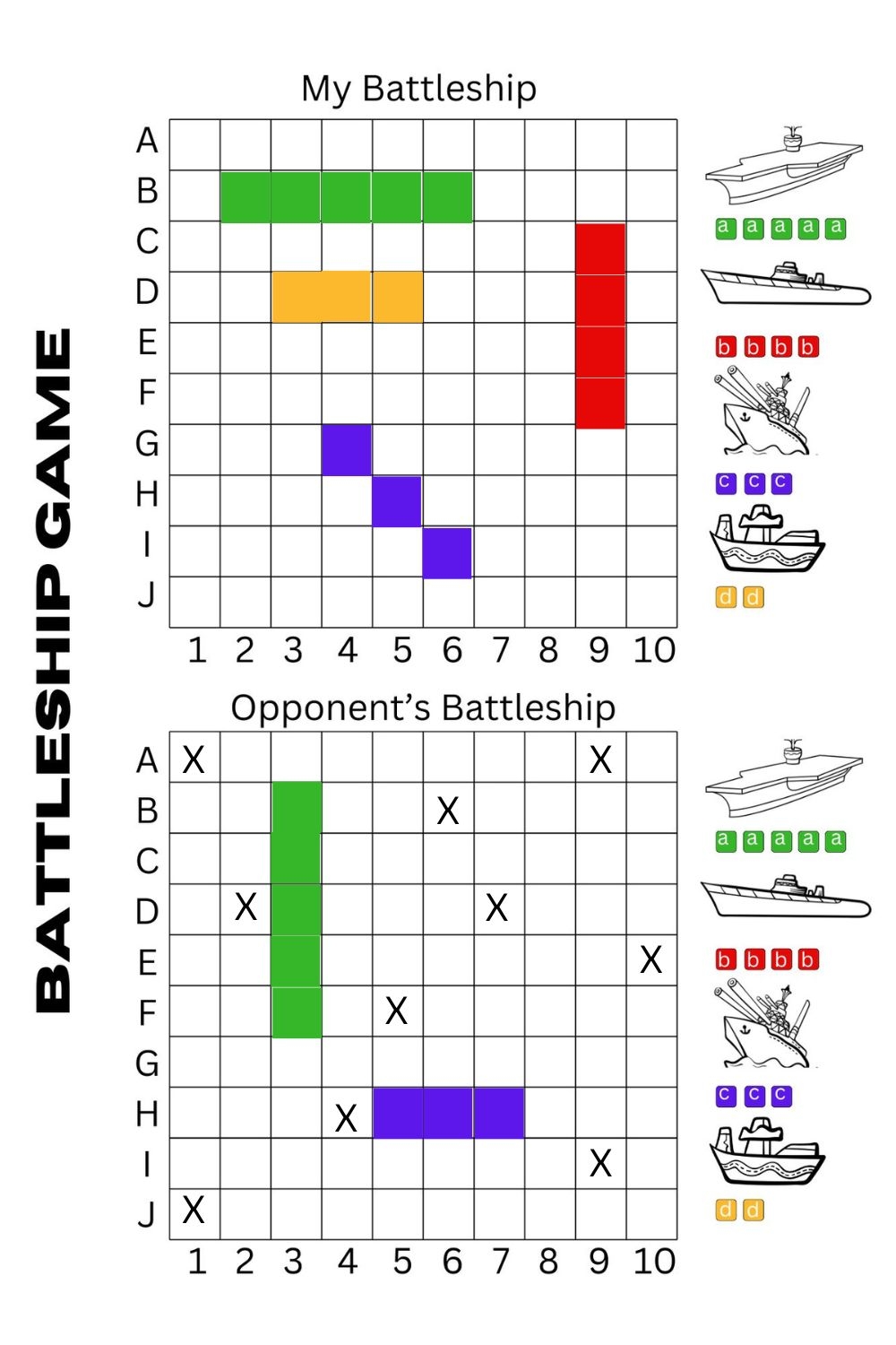 free math battleship printable game board for high school geometry