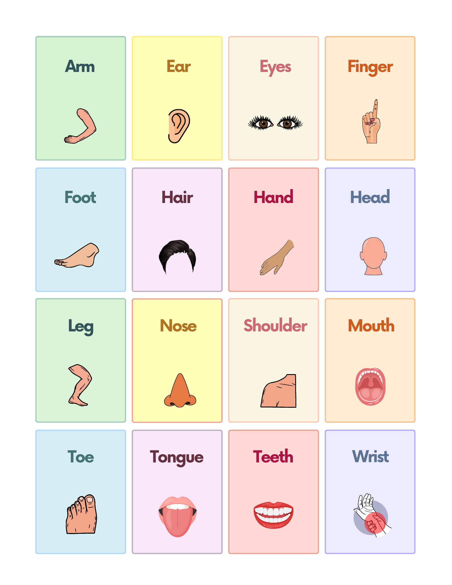Free Body Parts Flashcards For Autism And Speech Therapy AutisticHub 