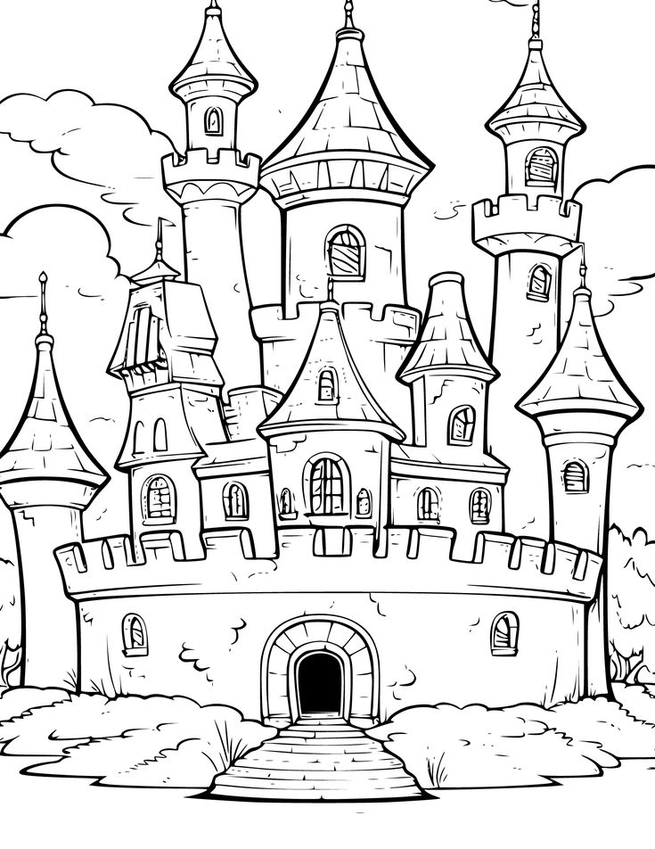 Free Castle Coloring Pages For Kids And Adults Castle Coloring Page 