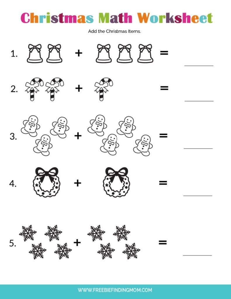 Free Christmas Math Worksheets For Kindergarten PDF Downloads 