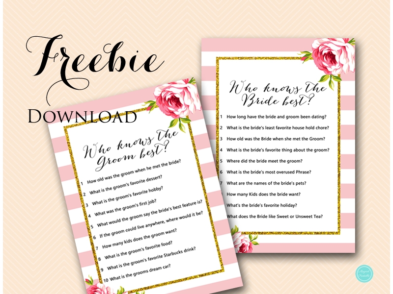 Free Coed Bridal Shower Games Who Knows Bride Groom Magical Printable