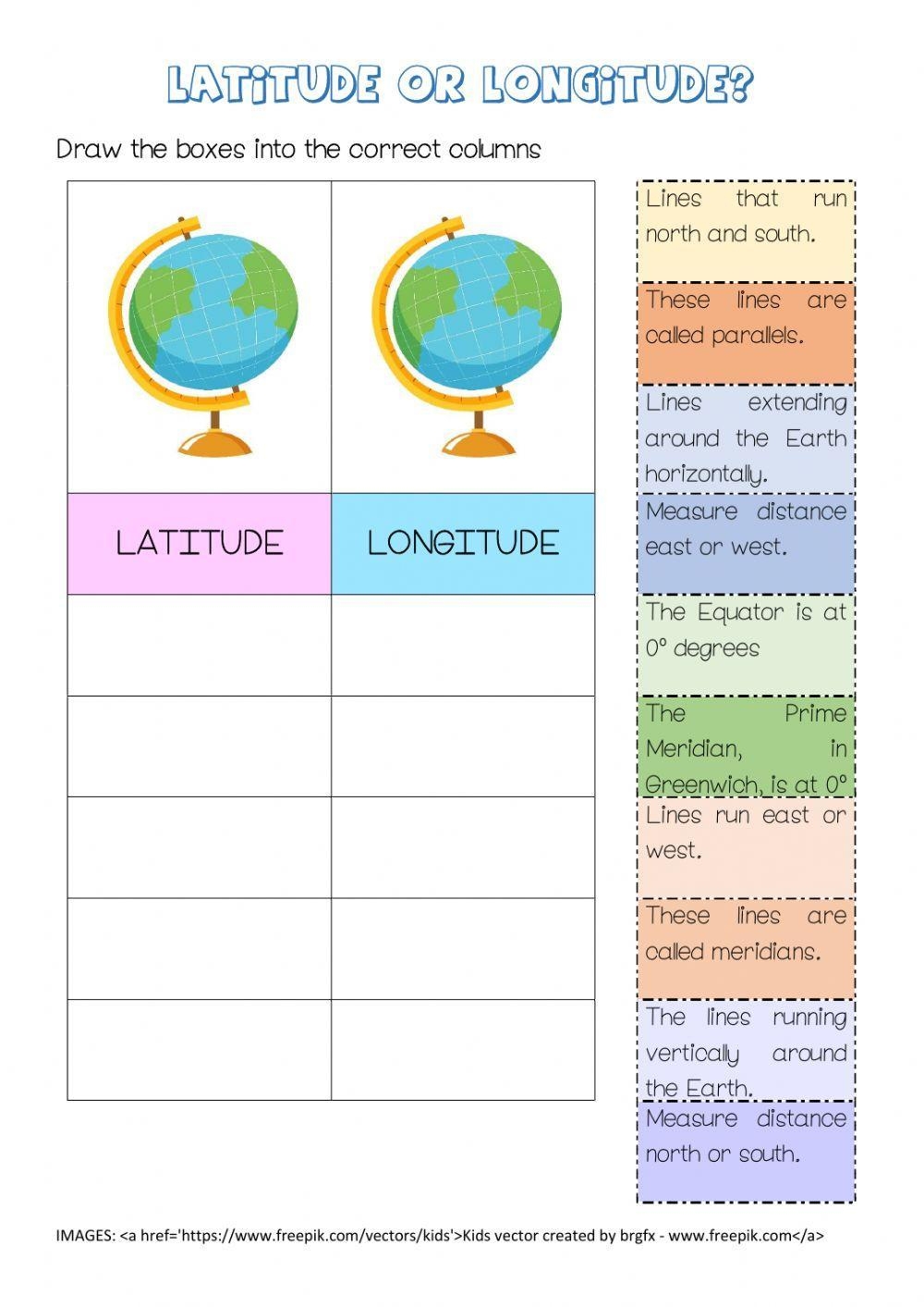longitude latitude activity printable