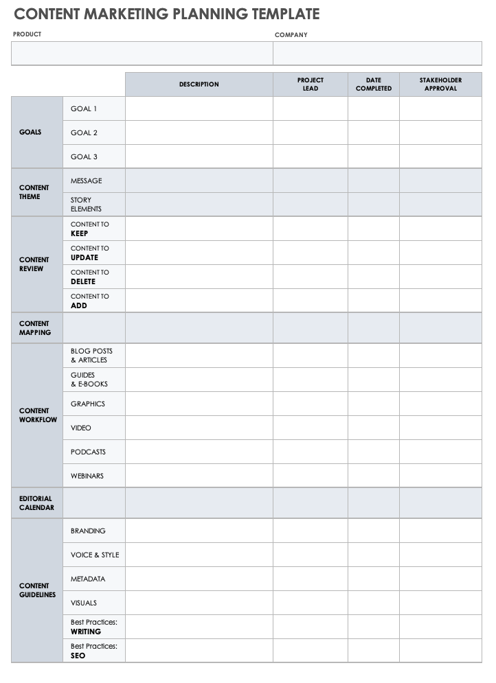 content marketing planning template