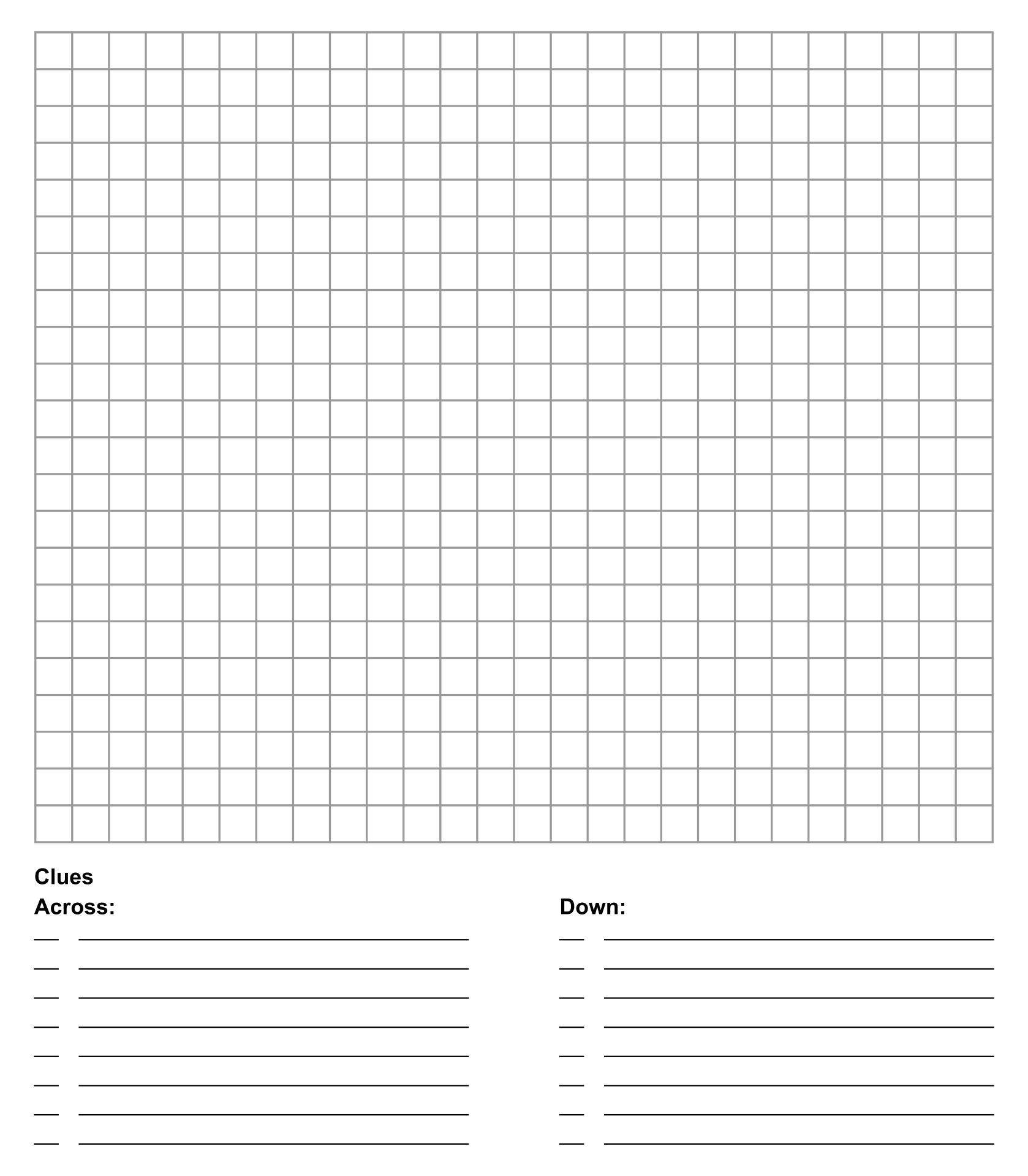 crossword puzzle grid template