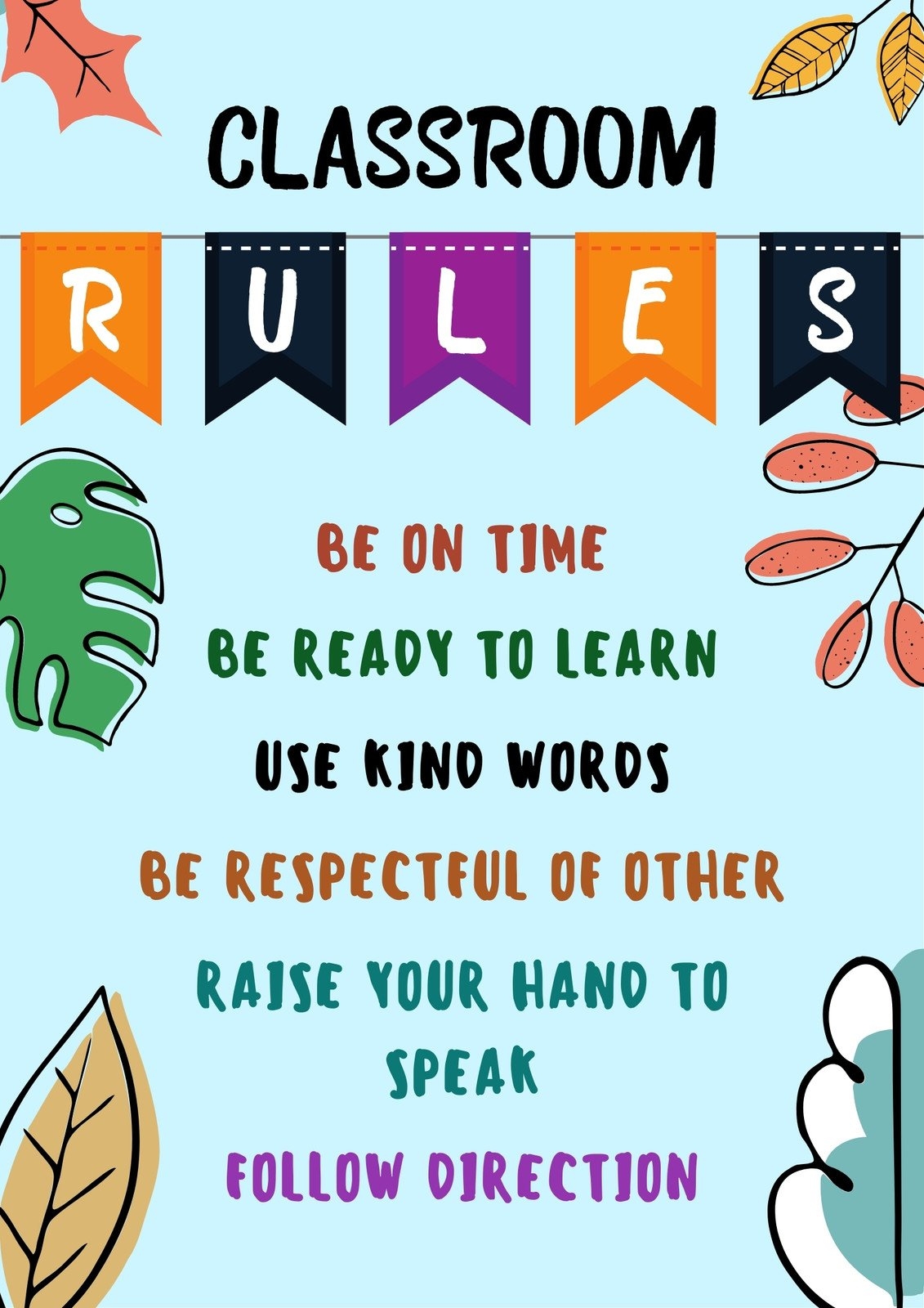 Free Custom Printable Classroom Rules Poster Templates 43 OFF