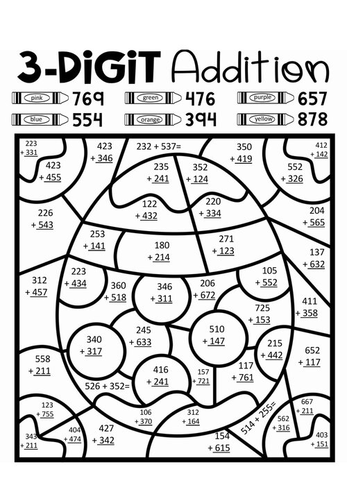 easter math coloring worksheets