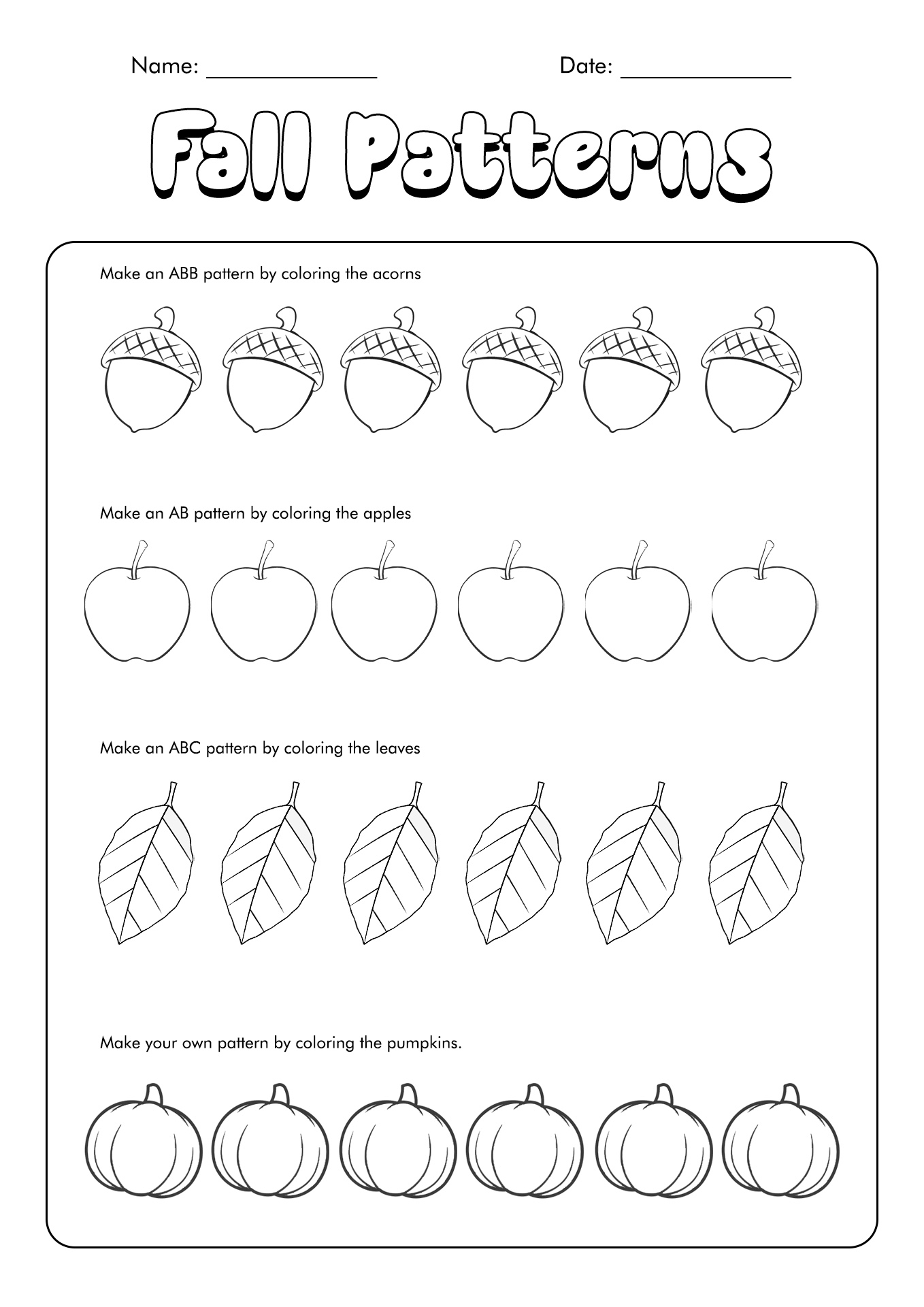 free fall printable activities