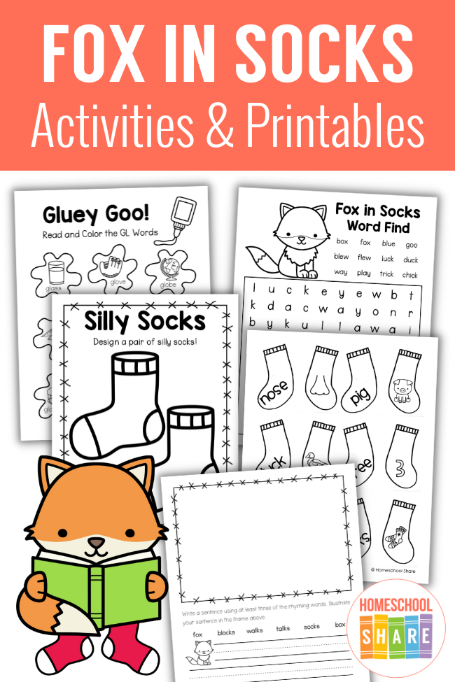 Free Fox In Socks Activities Printables Homeschool Share Rhyming 