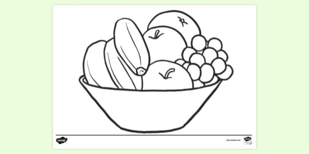 FREE Fruit Basket Picture For Colouring Colouring Sheets