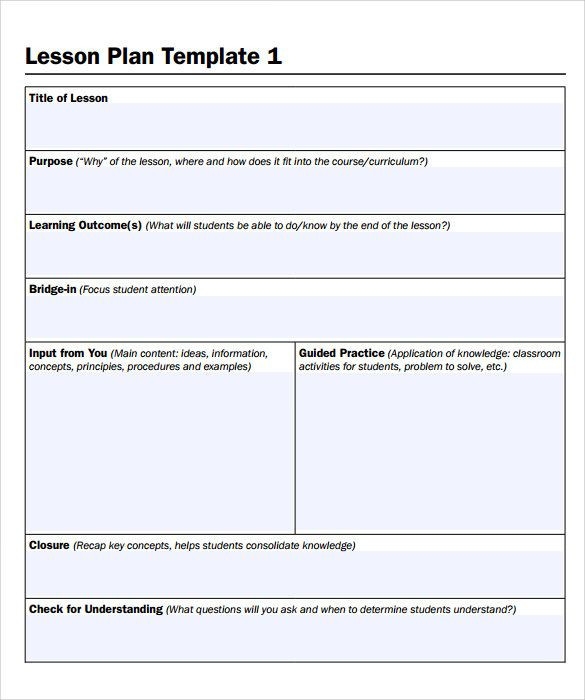 Free Lesson Plan Template Elementary Sample Simple Lesson Plan Template 