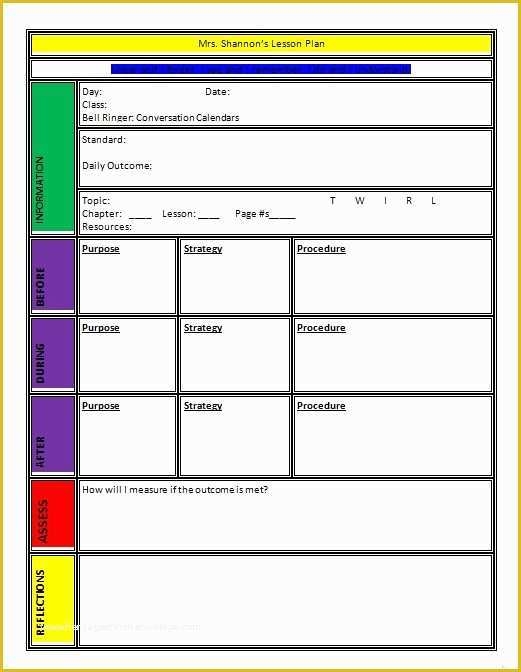Free Lesson Plan Template Word Of 10 Lesson Plan Template Word Free