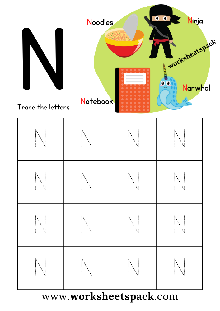 Free Letter N Printable Worksheets
