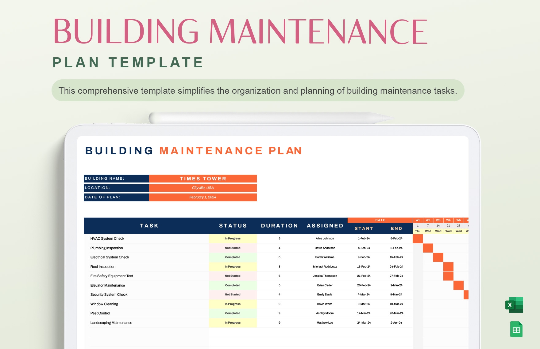 Free Maintenance Plan Templates Editable And Printable
