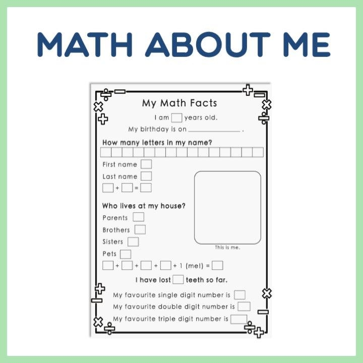all about me math worksheet