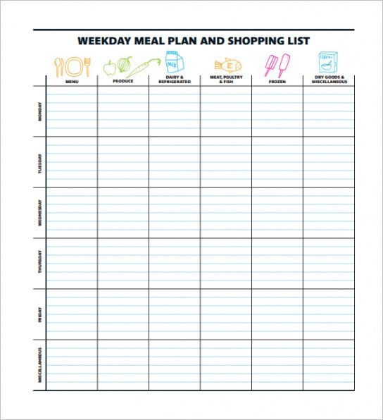 meal plan pdf template