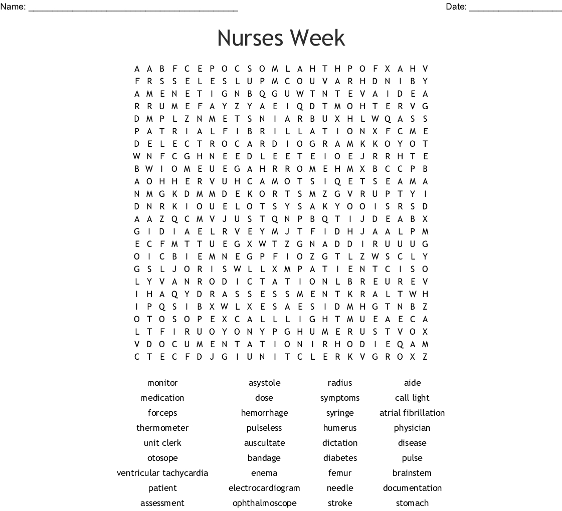 Free Nurse Printables Games Word Search Word Search Maker