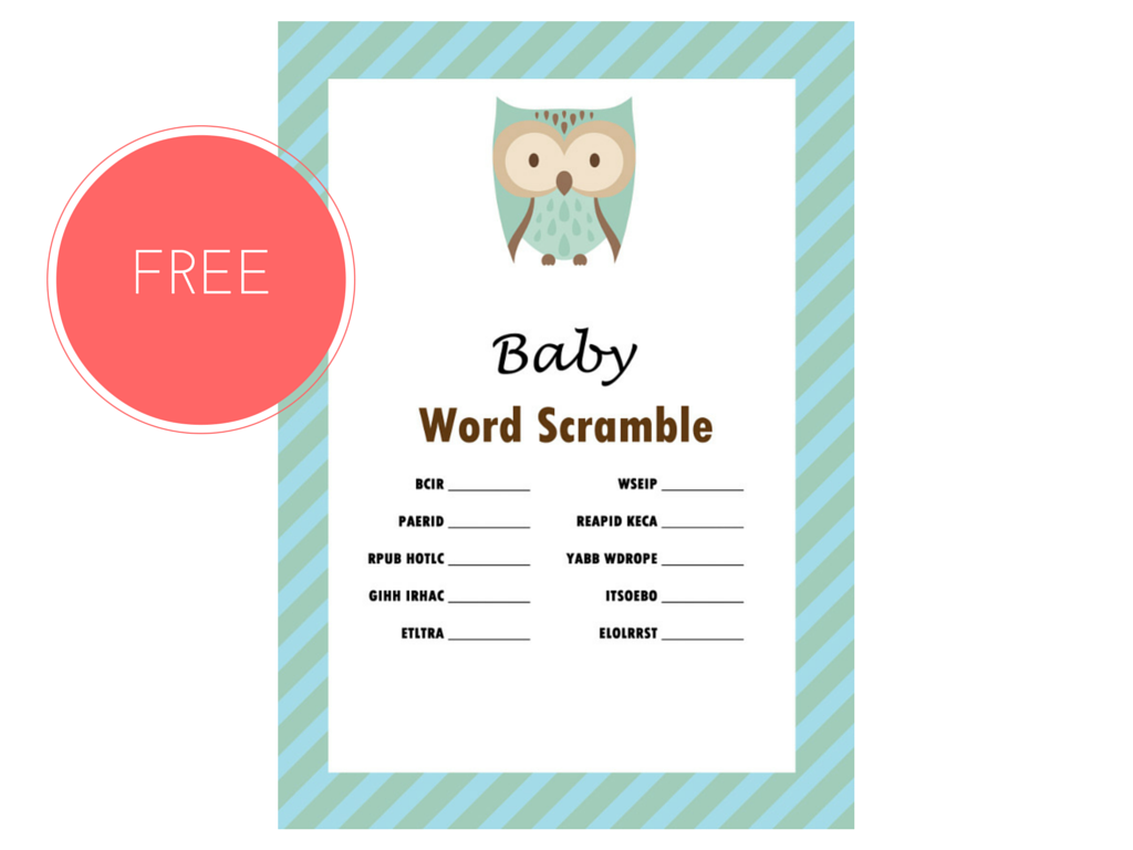 FREE Owl Baby Word Scramble Game Magical Printable