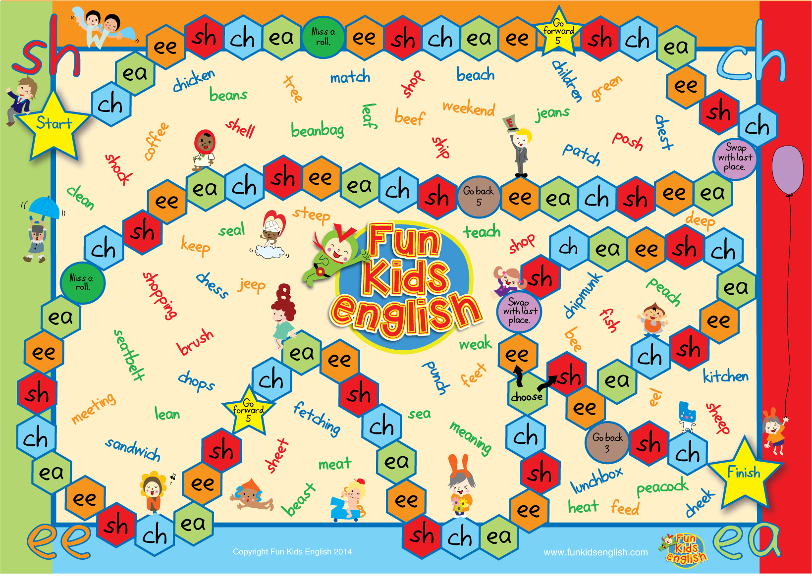 free phonics board games printables