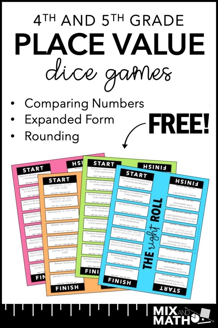 FREE Place Value Dice Games For 4th And 5th Grade Aligned To Common