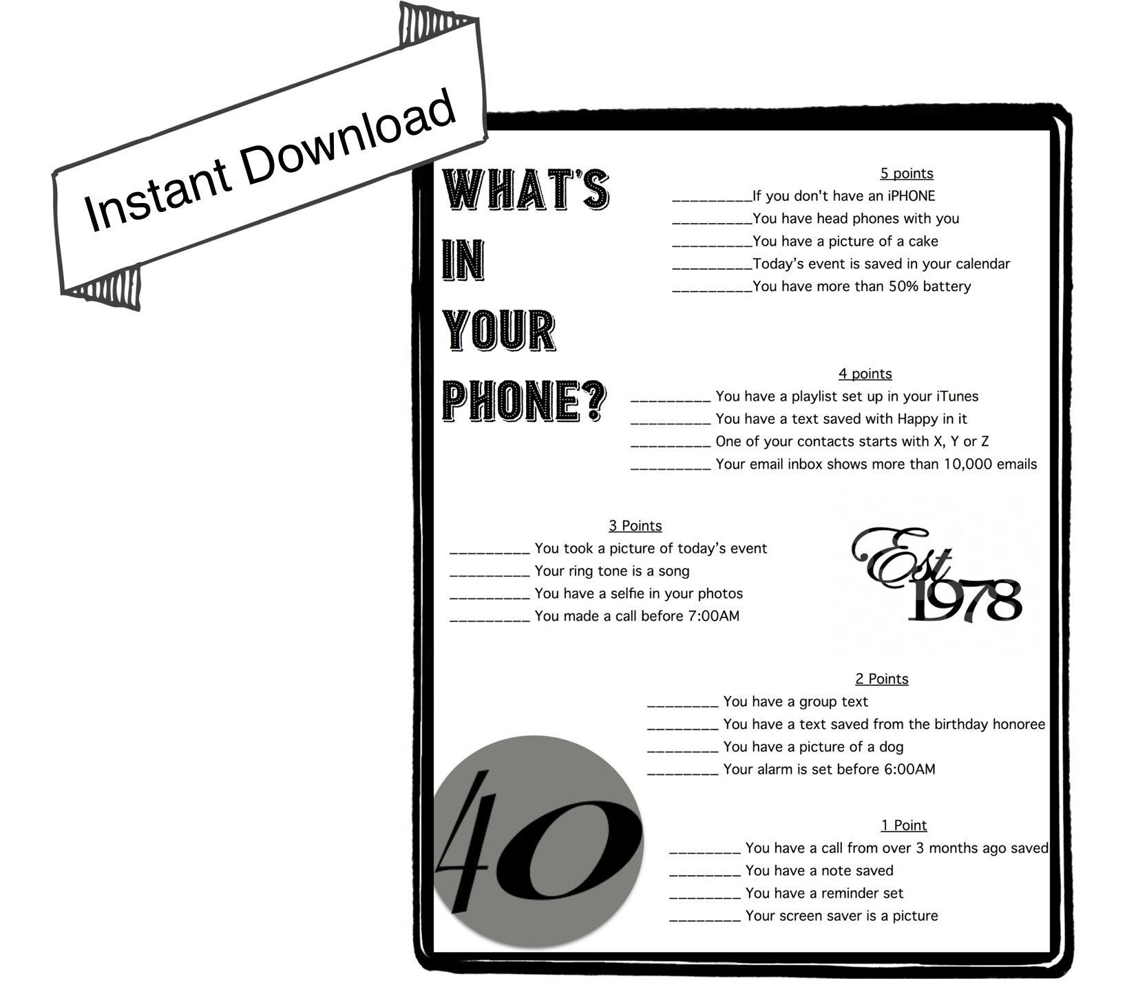 Free Printable 40th Birthday Games Free Templates Printable