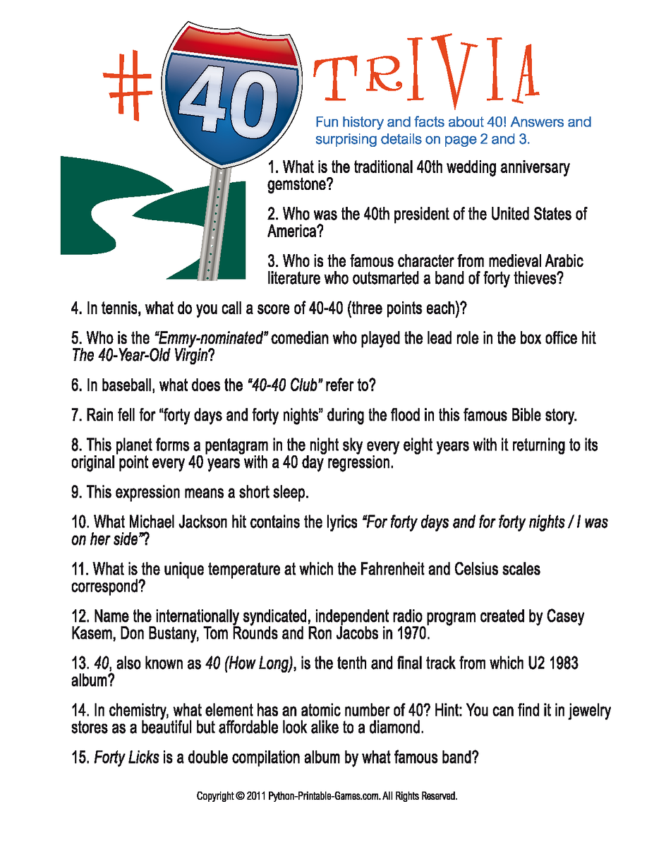 free printable 40th birthday games printable