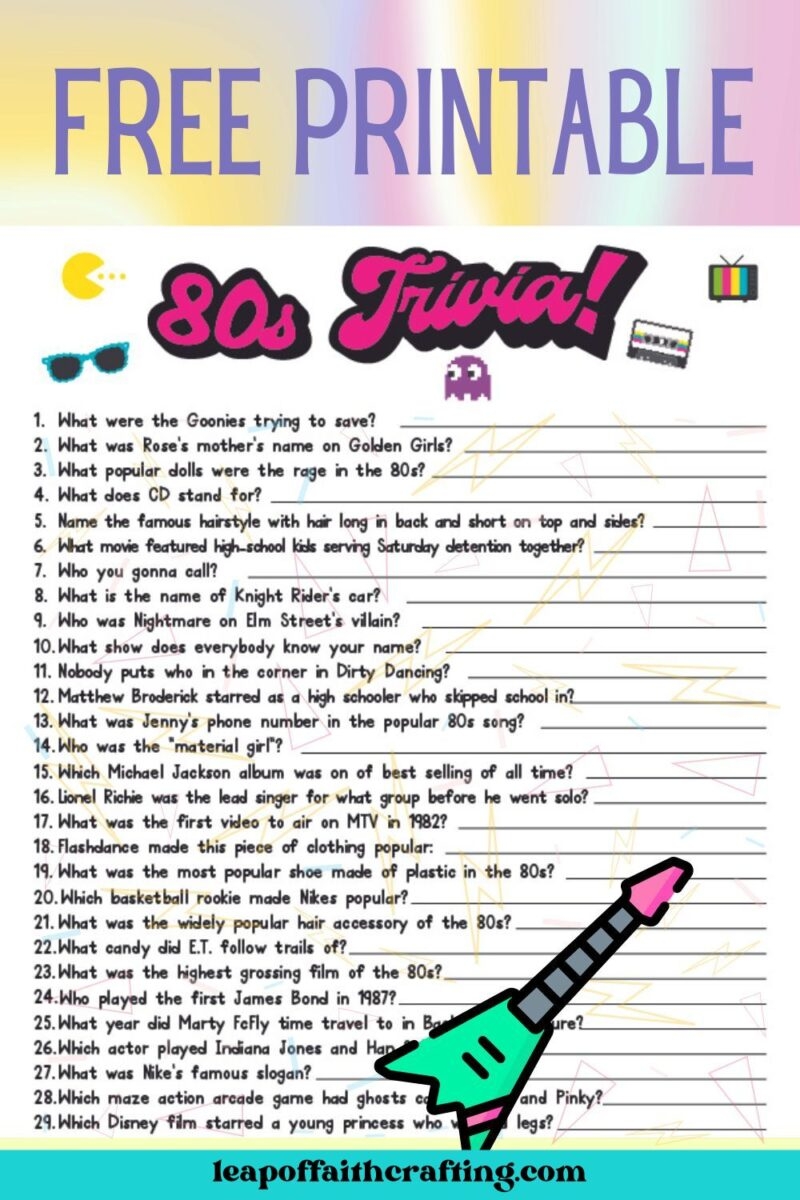 free printable 80's trivia games