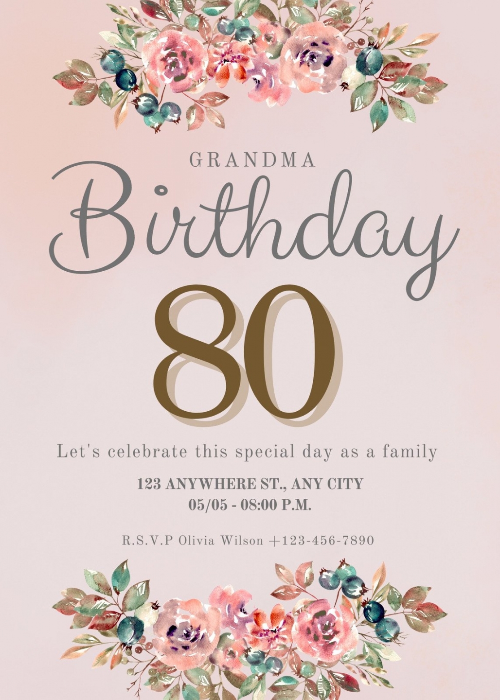 Free Printable 80th Birthday Cards FREE Printable A Z