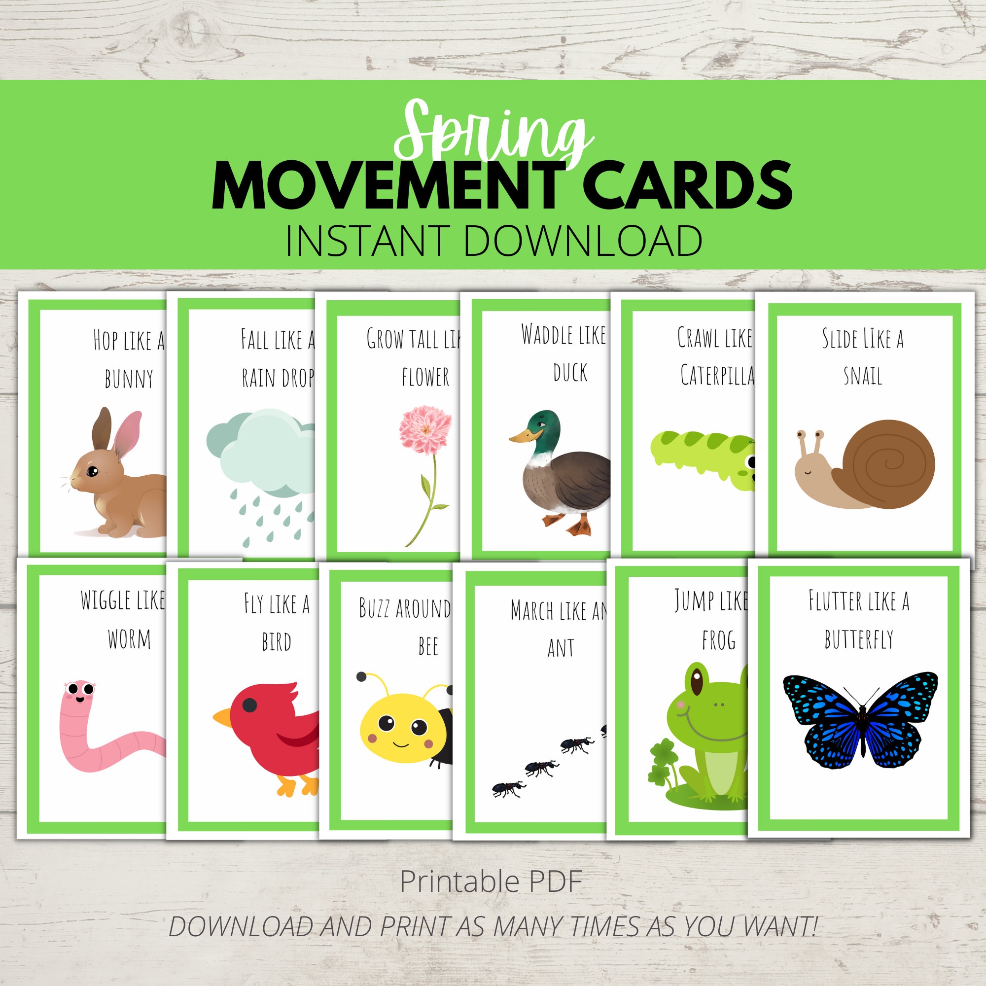free printable action picture cards
