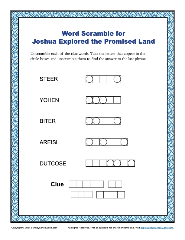 free printable activity joshua activity sheets