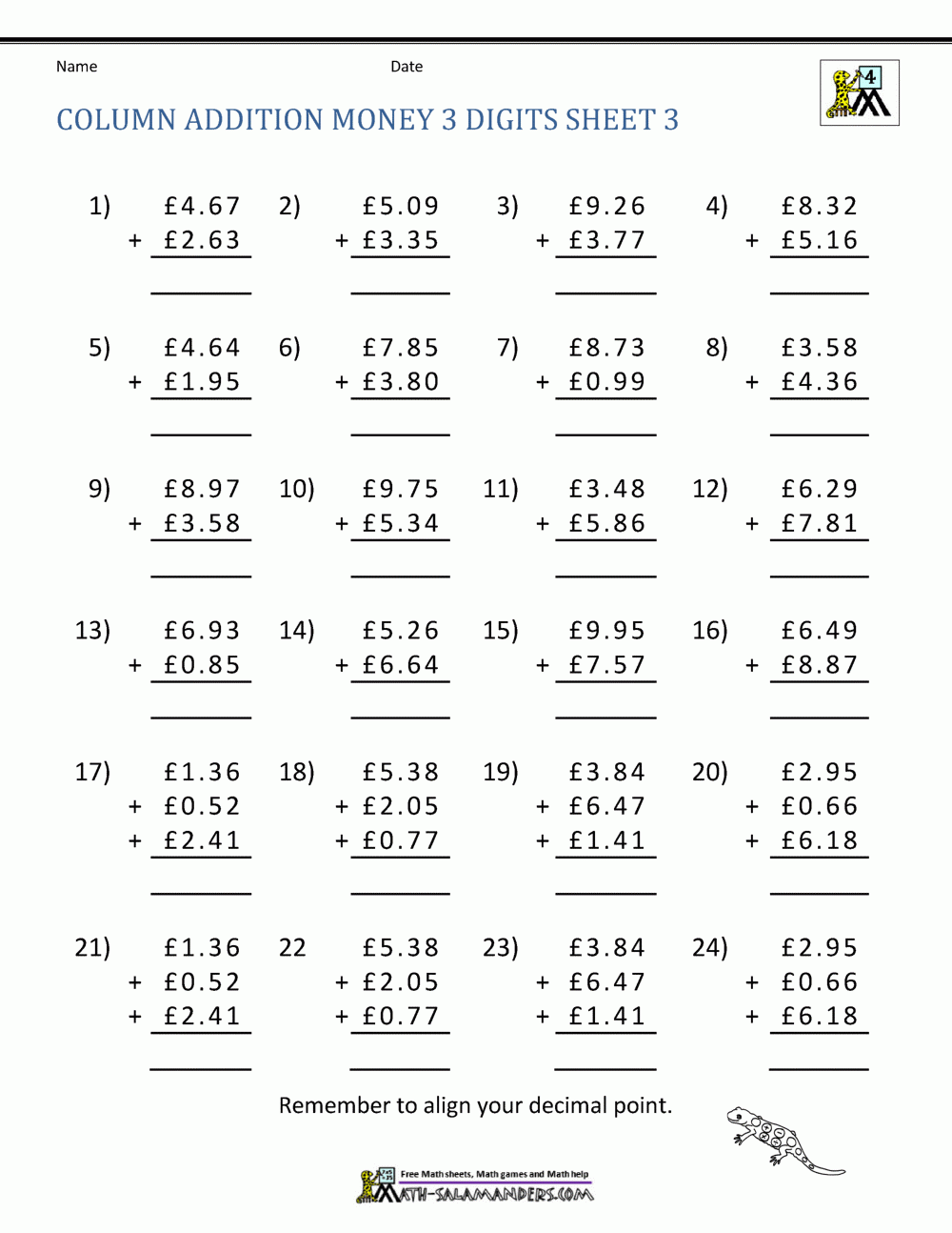 free printable adding games