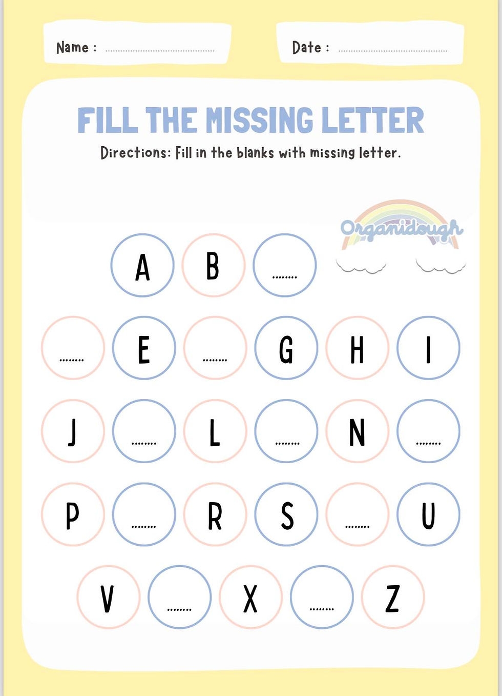 Free Printable Alphabet Recognition Sheet Organidough