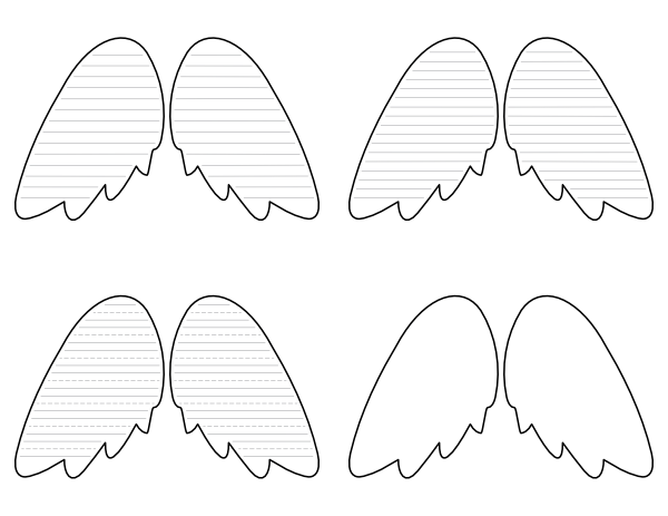 Free Printable Angel Wings Shaped Writing Templates