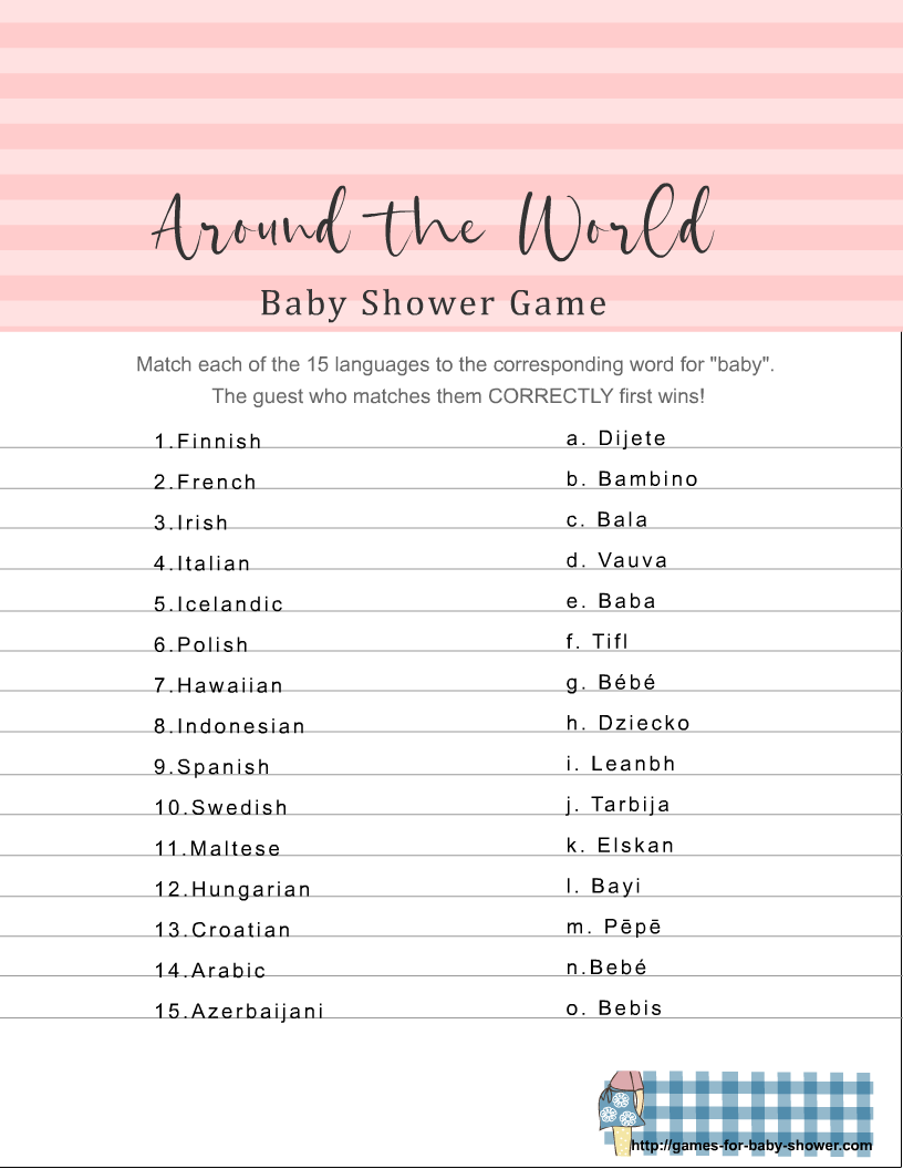 Free Printable Around The World Game For Baby Shower