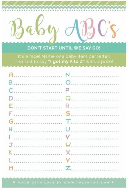 Free Printable Baby Alphabet Game Tulamama