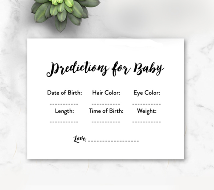 Free Printable Baby Predictions Cards Baby Shower Game 60 OFF