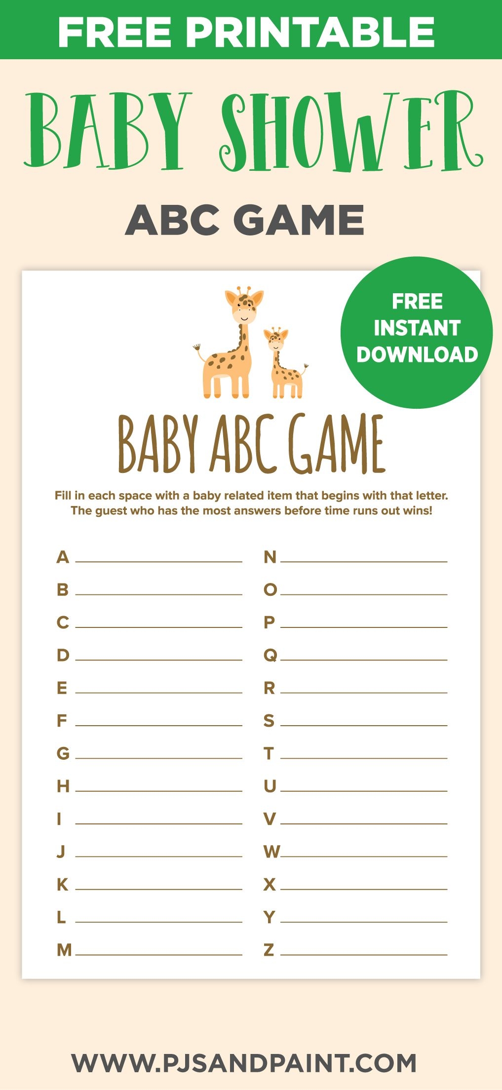 Free Printable Baby Shower ABC Game Baby Shower Printables Baby